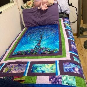 SellersMerch Blue and Purple Tree Comforter
